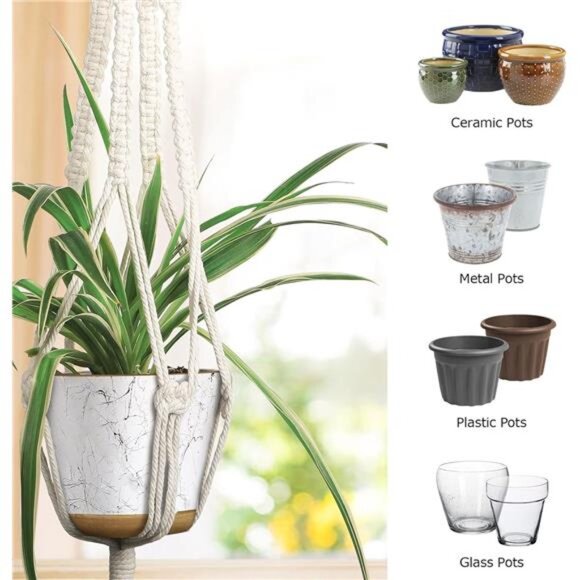 3 Pack Macrame Plant Hanger Indoor Hanging Planter for Plants Holder with Hooks - Picture 3 of 7